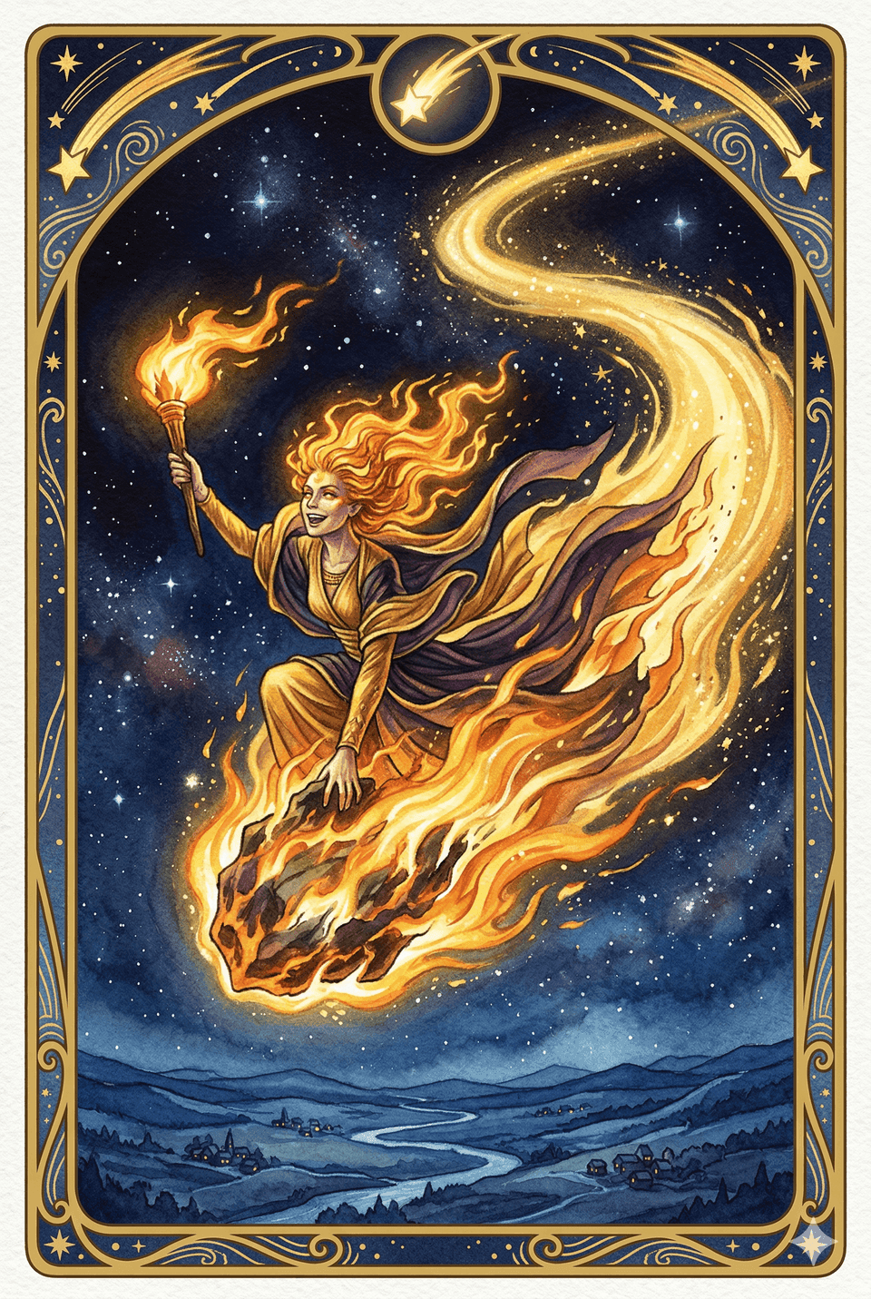 靈魂原型塔羅牌：流星執炬 (RPLE) — 你是劃過夜空的那道光，燦爛到讓人忘記短暫。