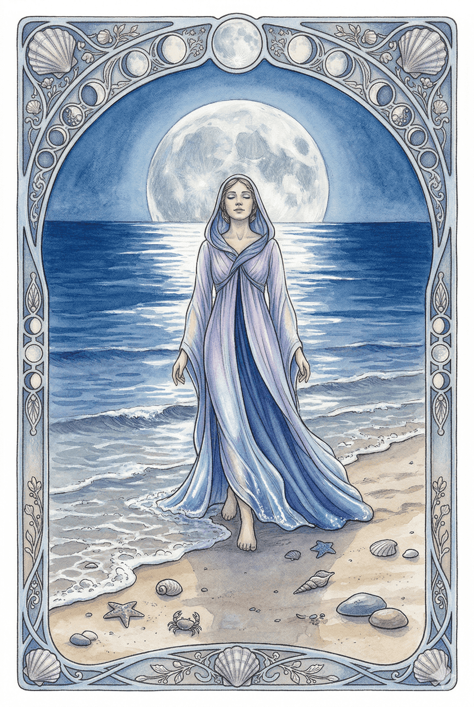 靈魂原型塔羅牌:月光潮汐 (RAMT) — 你隨著看不見的韻律進退,沒人比你更懂「時候到了」。